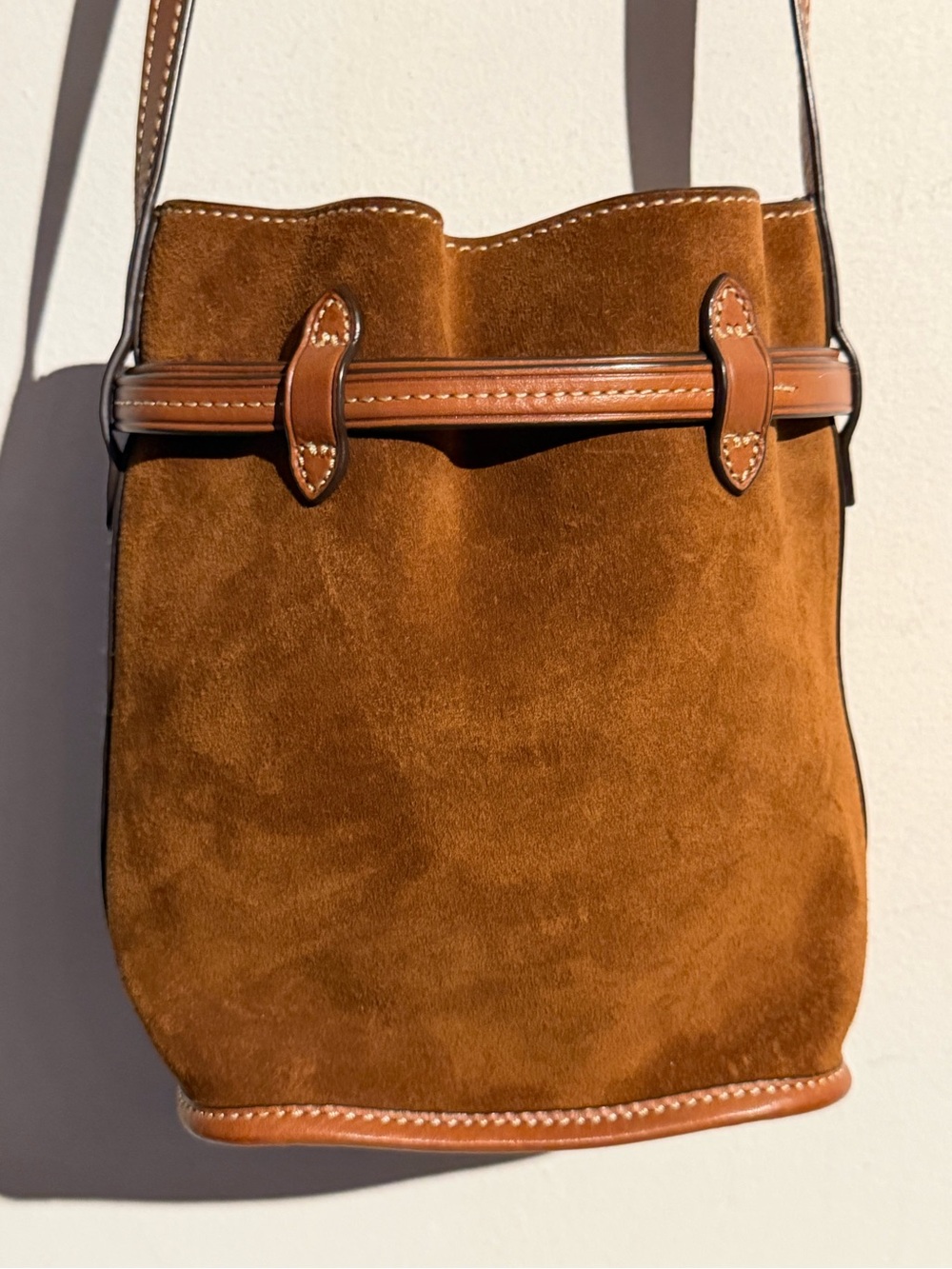 POLO Ralph Lauren Brown Suede Crossbody Bucket Bag - Picture 6 of 8